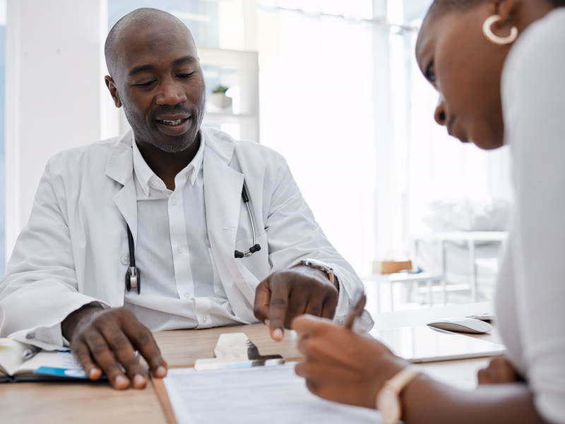 Healthcare provider with patient